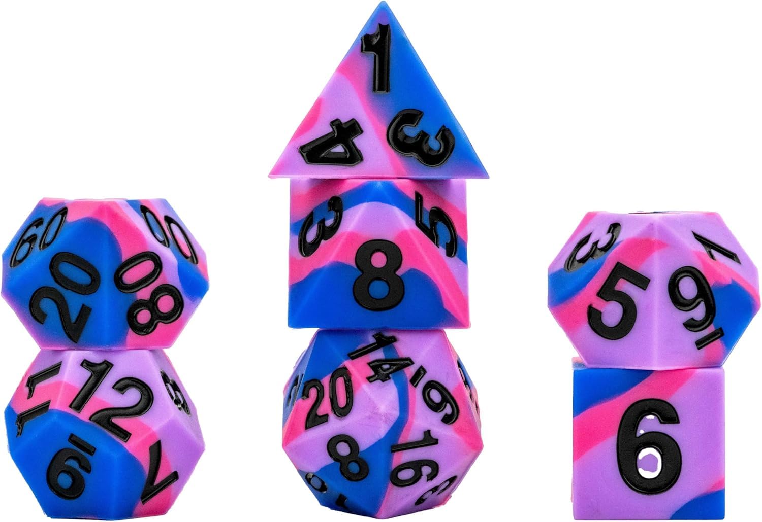 Sharp Edge Silicone Rubber Dice Set: Bisexual Pride