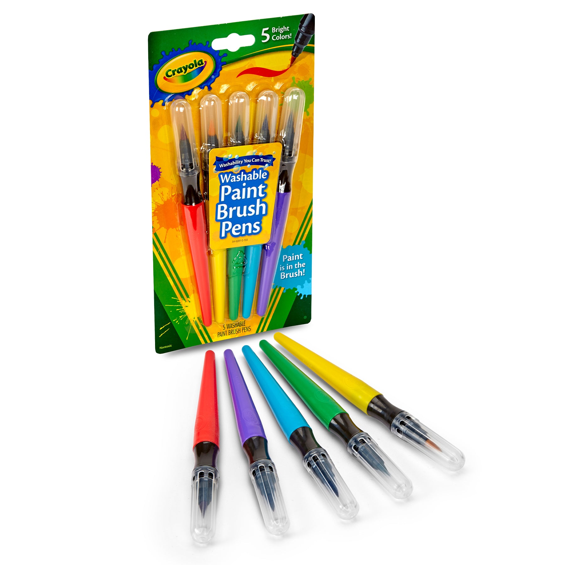 Washable No Drip Paint Brush Pens, 5 Count