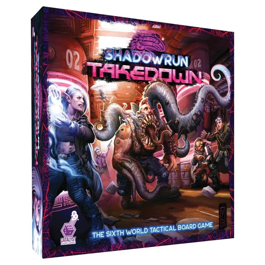 Shadowrun Takedown by Catalyst Game Labs | Ages 14+ | 1-4 Players Cooperative Board Game Campaign | Cyberpunk Mercenary Strategy Game with Character Progression | Gear Upgrades & Evolving Runners