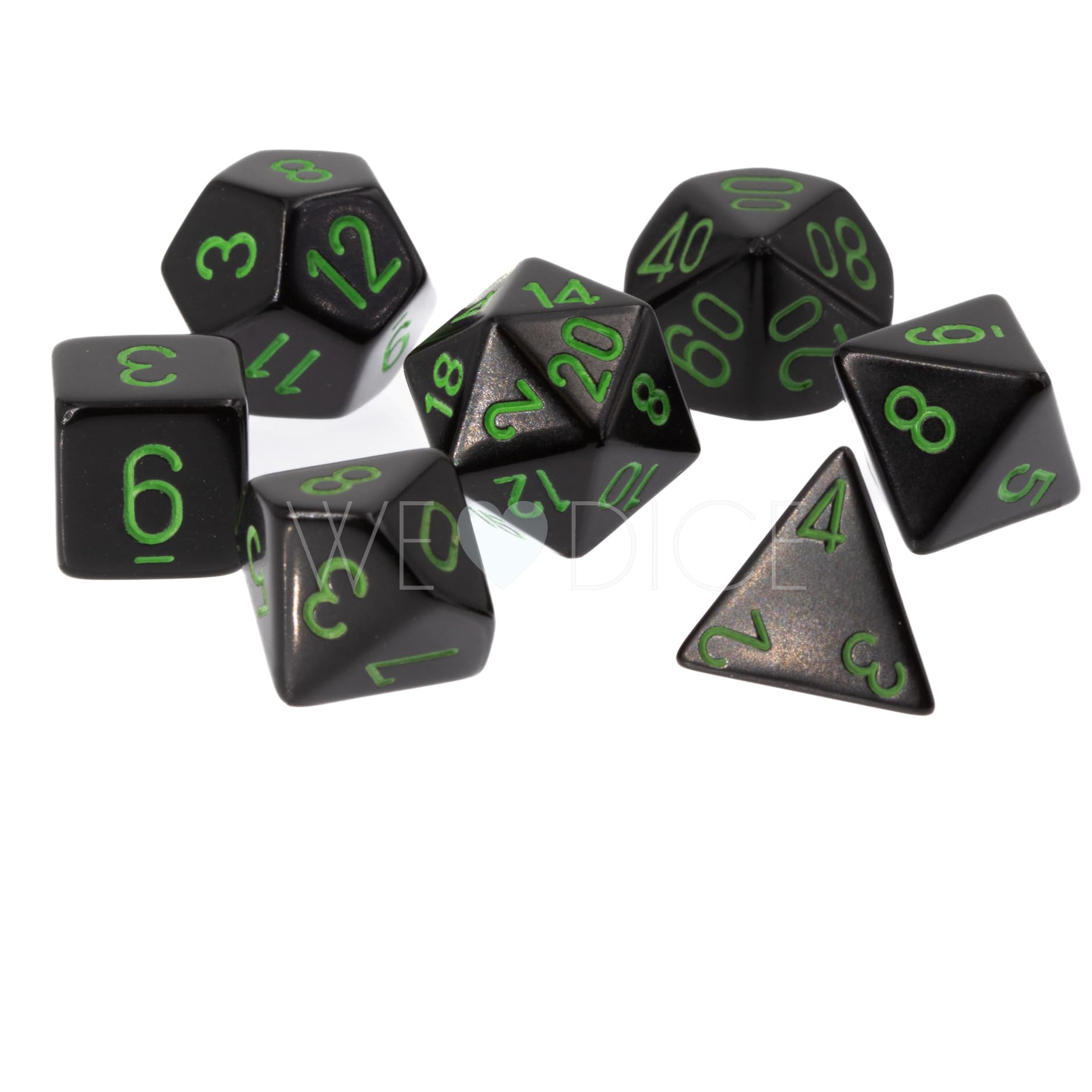 Chessex Poly Set Black w/Green (7)