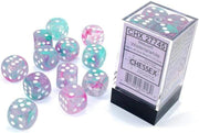 Chessex Nebula 16mm d6 Wisteria/White w/Luminary Dice Block (12 dice)