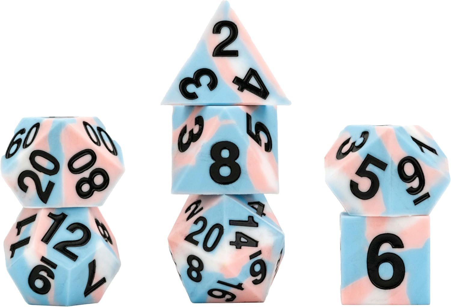 Sharp Edge Silicone Rubber Dice Set: Transgender Pride