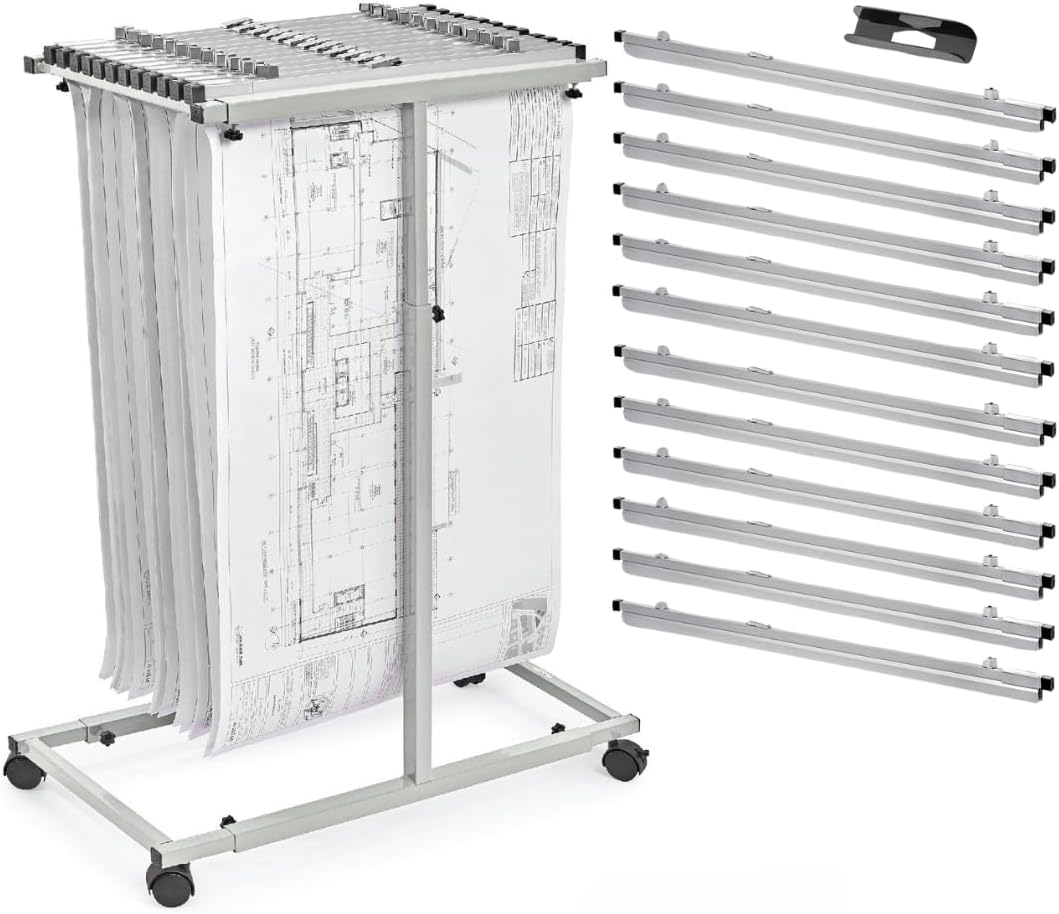 Mobile Vertical Plan Center with 12 30" Hanging Clamps