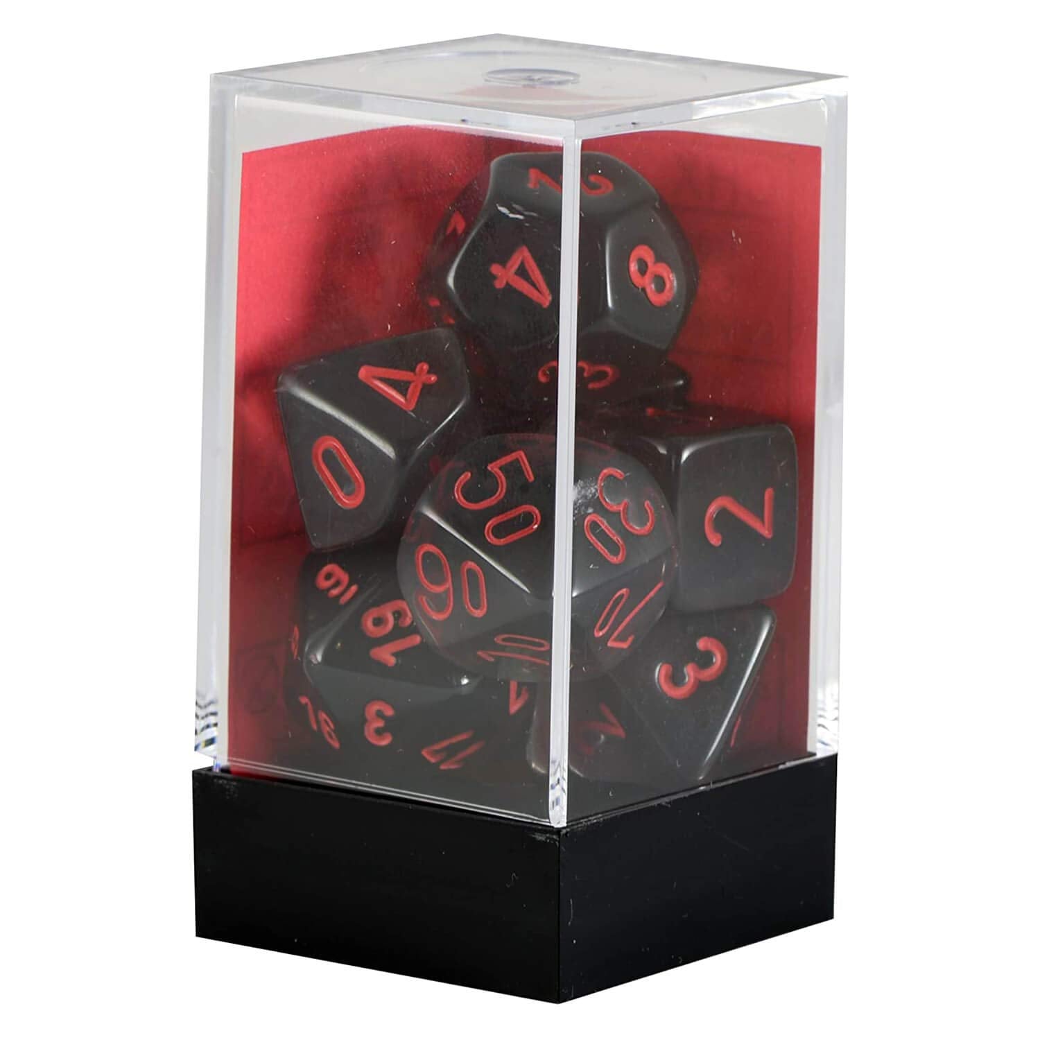 Chessex Dice Translucent: 7pc Smoke/Red, Grey