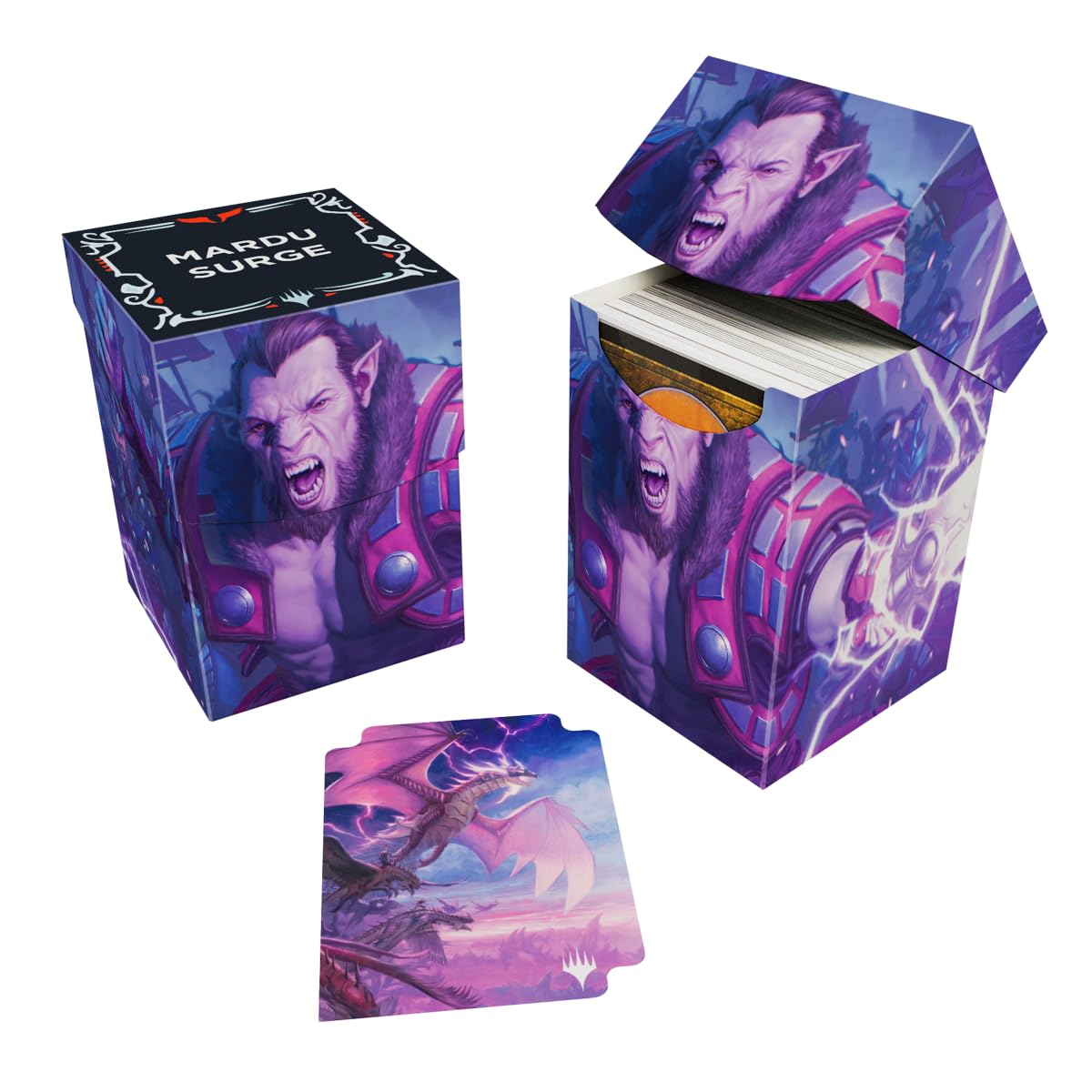 Ultra Pro - Tarkir Dragonstorm Zurgo Stormrender/Neriv, Crackling Vanguard (Mardu Surge Commander Deck) 100+ Deck Box for Magic: The Gathering | Magic Gathering deck box MTG storage case TCG holder