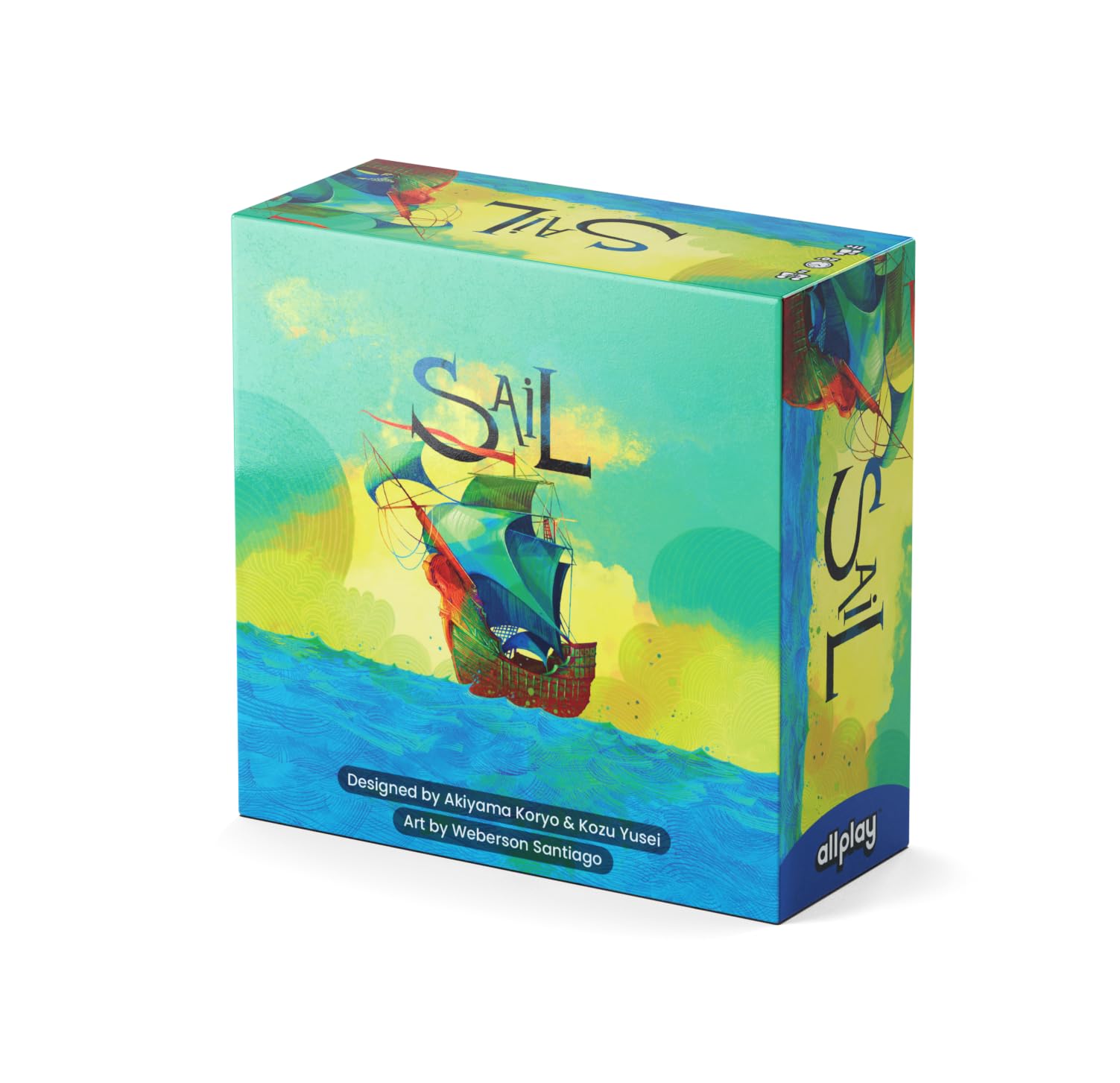 ALLPLAY Sail Cooperative Strategy 2 Player Board Game for Adults and Family - Unique Trick Taking Card Game - Communication Limits and Challenging Scenarios in Small, Travel Size Box (5" x 5" x 2")