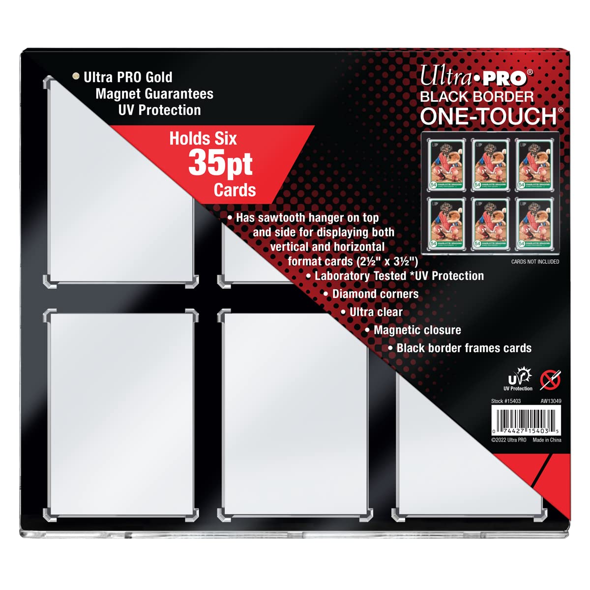 Ultra PRO - Black Border ONE-Touch 6 Graded Card Display Case, Show Off & Protect Standard Size Graded Cards, Magnetic Closure & UV-Resistant