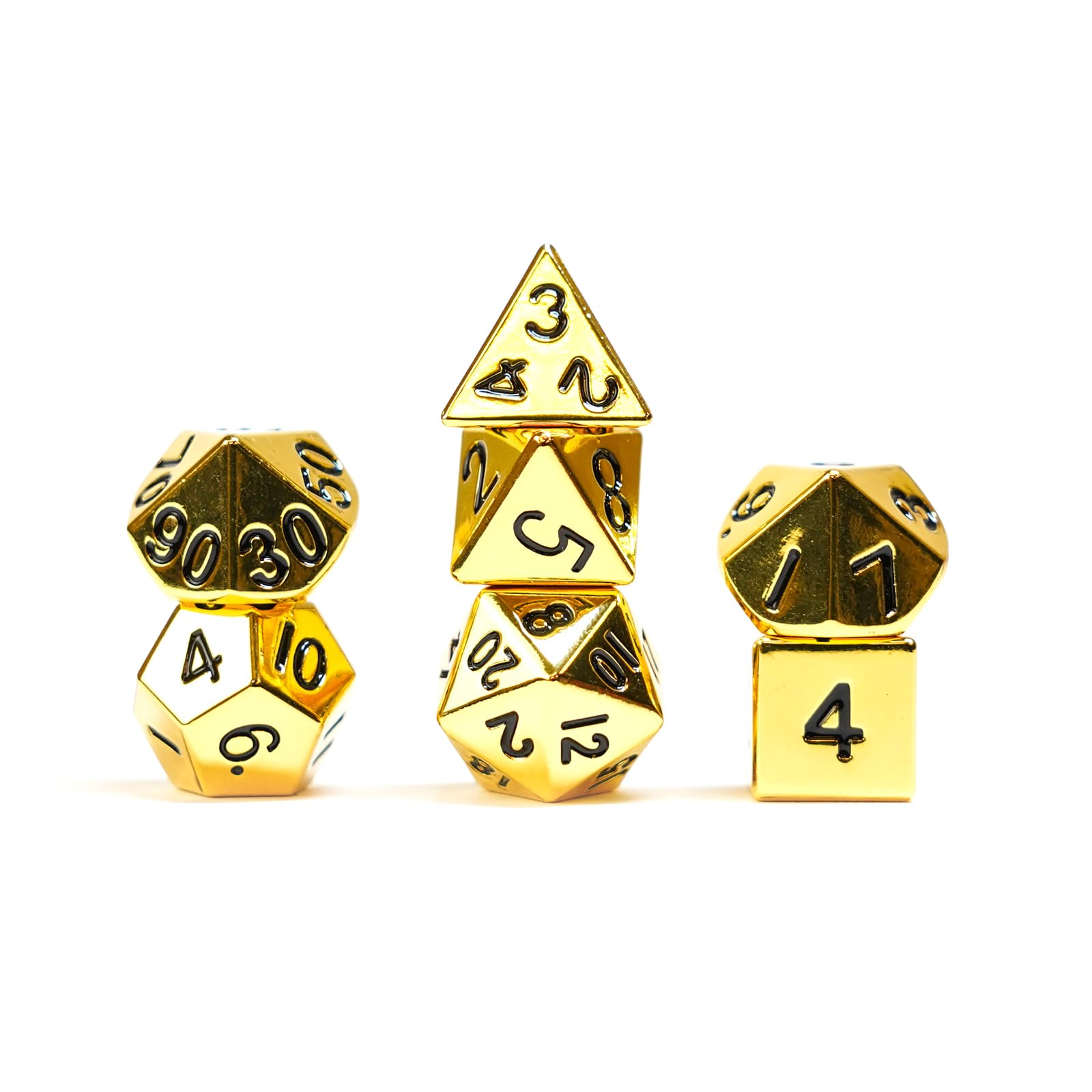 Metal Dice Polyhedral Set of 7 die (7) Gold