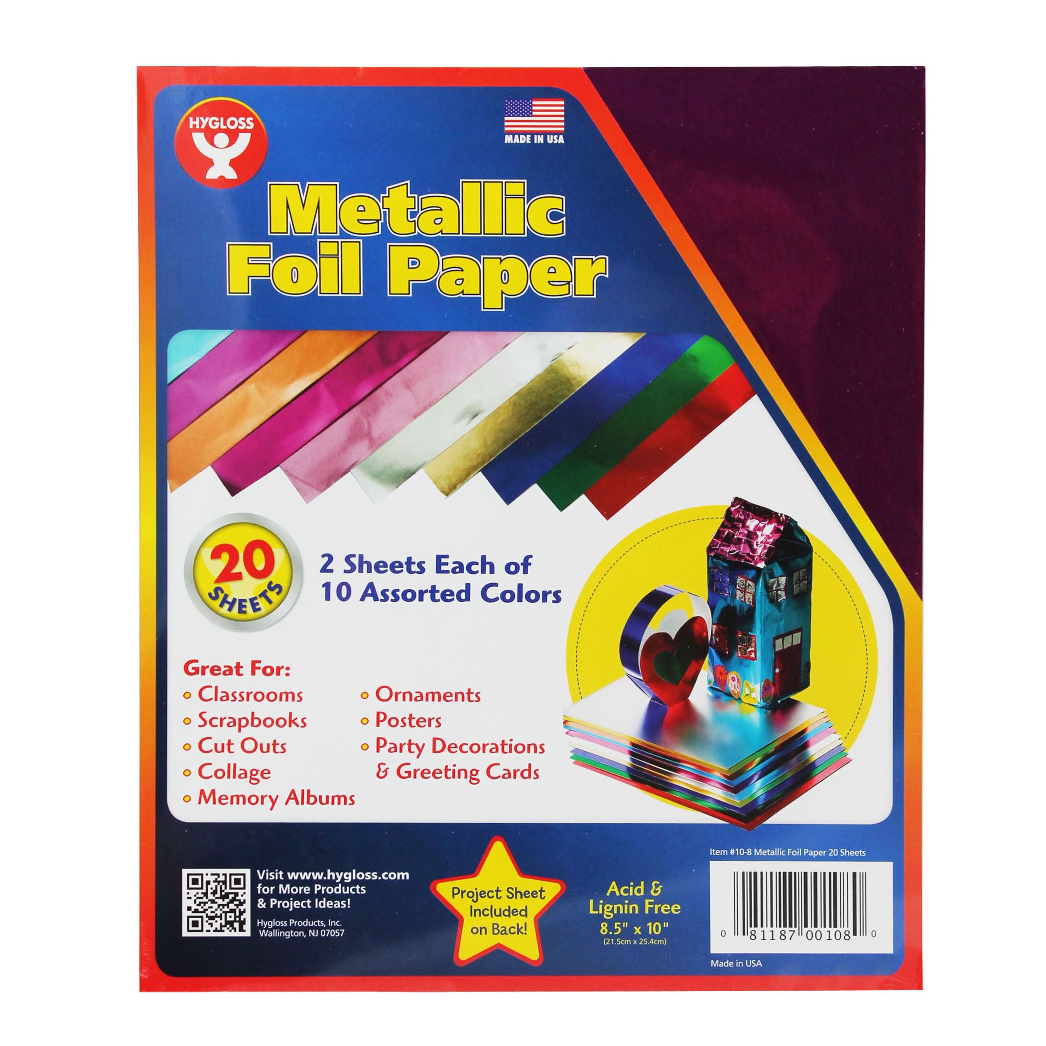 Metallic Paper - 8.5"x10", 20 shts, 2 ea. Of 10 asst'd colors