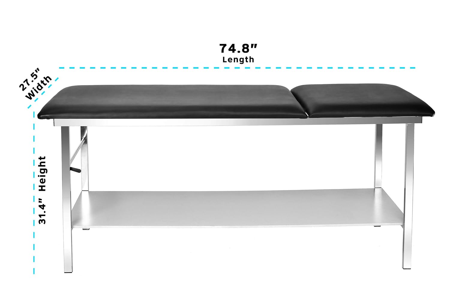 Adjustable Exam Table with Wooden Shelf and Paper Dispenser