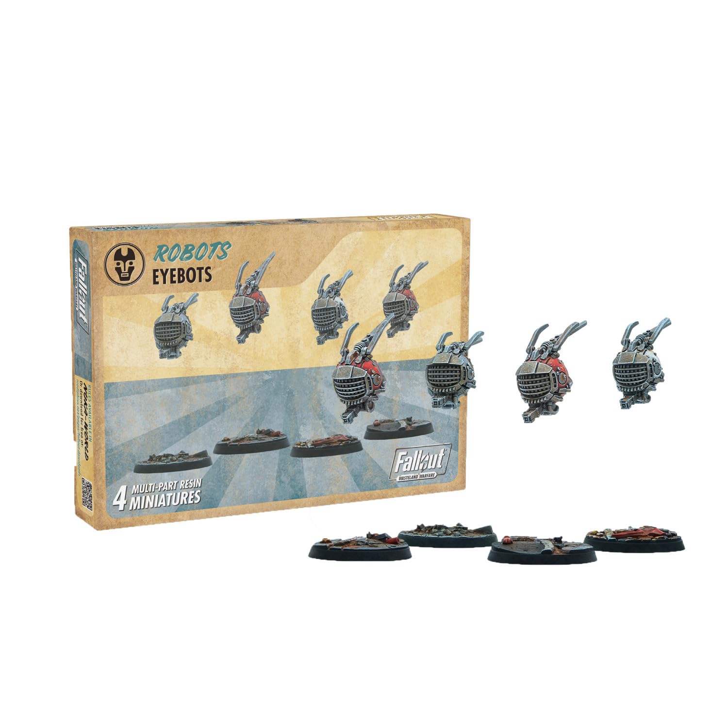 Modiphius Entertainment: Fallout: Wasteland Warfare - Robots: Eyebots - 4 Figures, 32mm Unpainted Resin RPG Miniatures, Nuka World, Tabletop