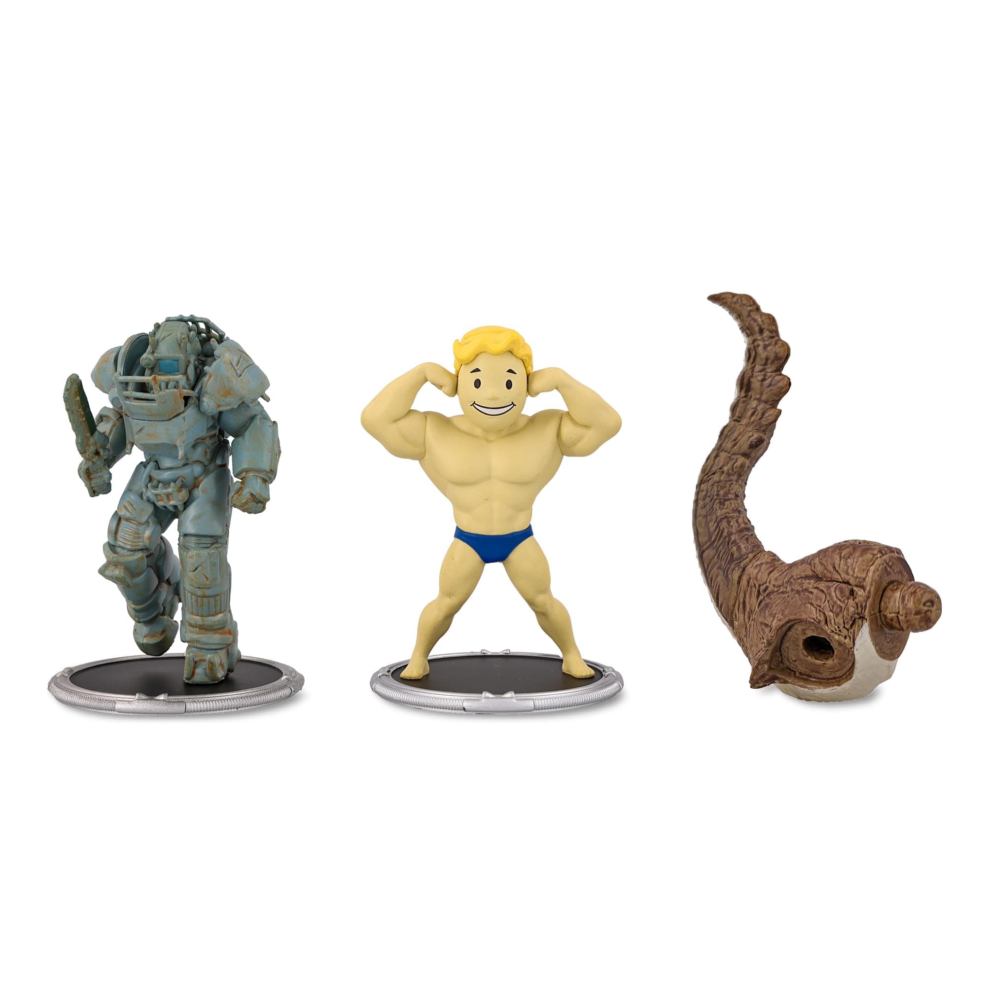 Toynk Fallout Raider and Vault Boy (Strong) 3-Inch Mini Figure Set 2-Pack for Adults | Includes Build-A-Figure Deathclaw Piece