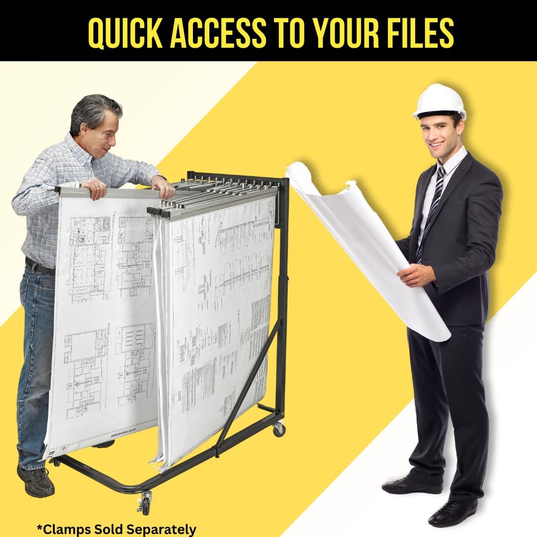 Vertical File Rolling Stand for Blueprints, Black