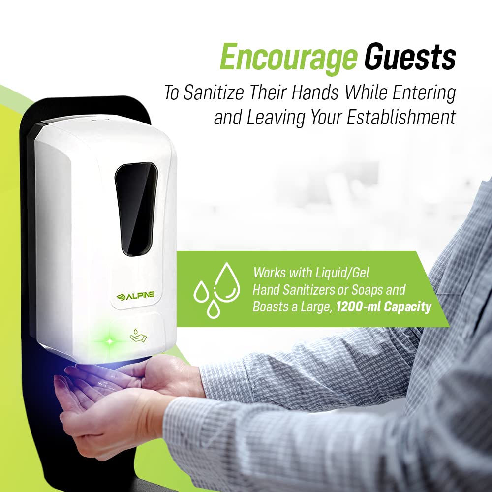 Automatic Hands-Free Liquid/Gel Hand Sanitizer/Soap Dispenser, 1200 mL, White