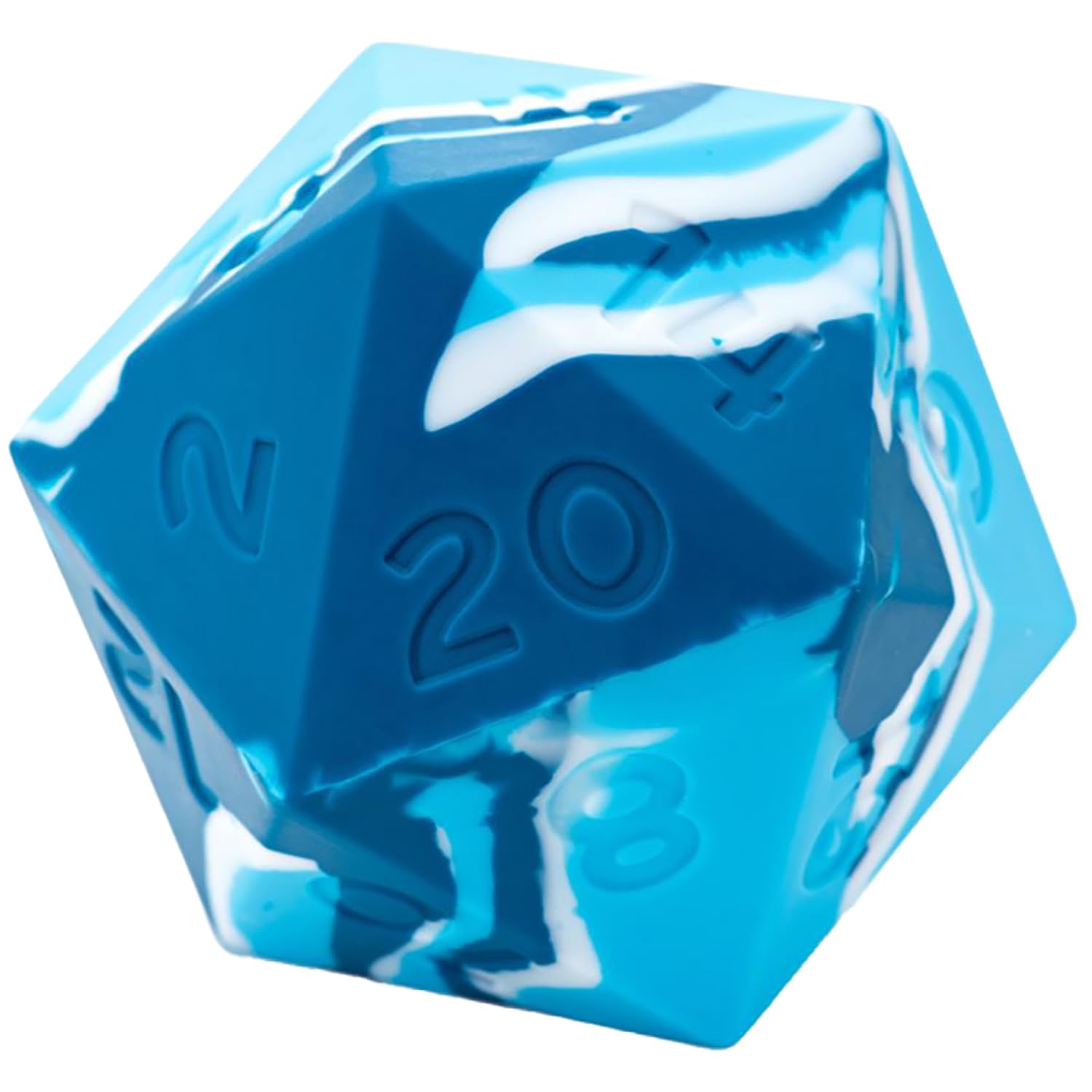 Gate Keeper Games & Dice: Random Encounter - Battle Ball - Blues & Bandage White Swirls, 58mm Epic Silicone D20 Dice, Role Playing Games Accessory
