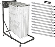 AdirOffice Black Steel Vertical File Blueprint Rolling Stand with 30 inch Hanging Clamps