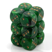 Chessex DND Dice Set D&D Dice-16mm Vortex Green and Gold Plastic Polyhedral Dice Set-Dungeons and Dragons Dice Includes 12 Dice – D6, Various (CHX27635)