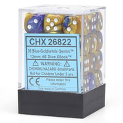 Dice Set 36d6 Gemini (12mm) 26822 Blue Gold / White