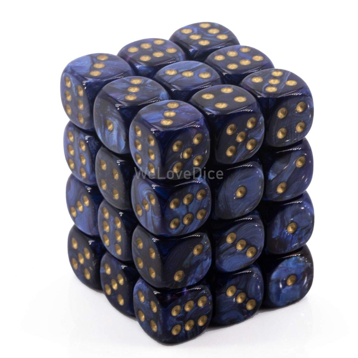 Chessex DND Dice Set D&D Dice-12mm Scarab Royal Blue and Gold Plastic Polyhedral Dice Set-Dungeons and Dragons Dice Includes 36 Dice – D6, Various (CHX27827), Small (10mm - 14mm)