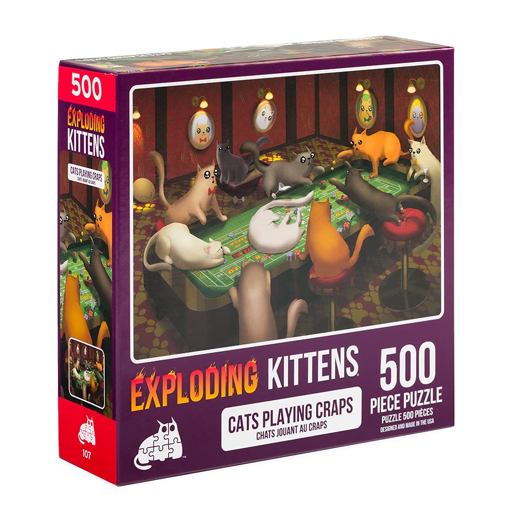 Cats Playing Chess Jigsaw Puzzle by Exploding Kittens - 1000 Pieces, Ideal for Adults, Teens, and Kids - A Funny and Artistic Cat-Themed Puzzle