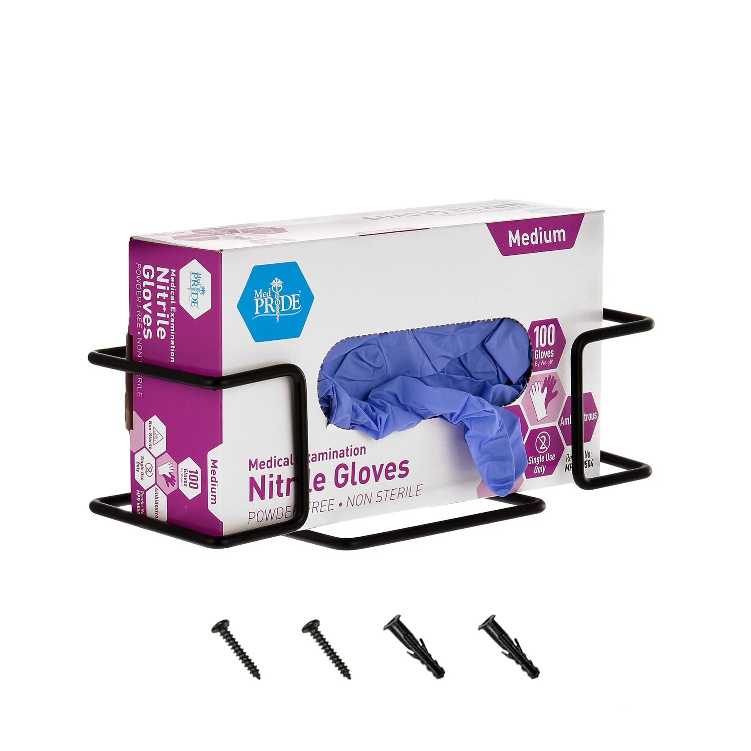 Single Box Capacity Wire Wall Mount Glove Dispenser, Black 7 pack