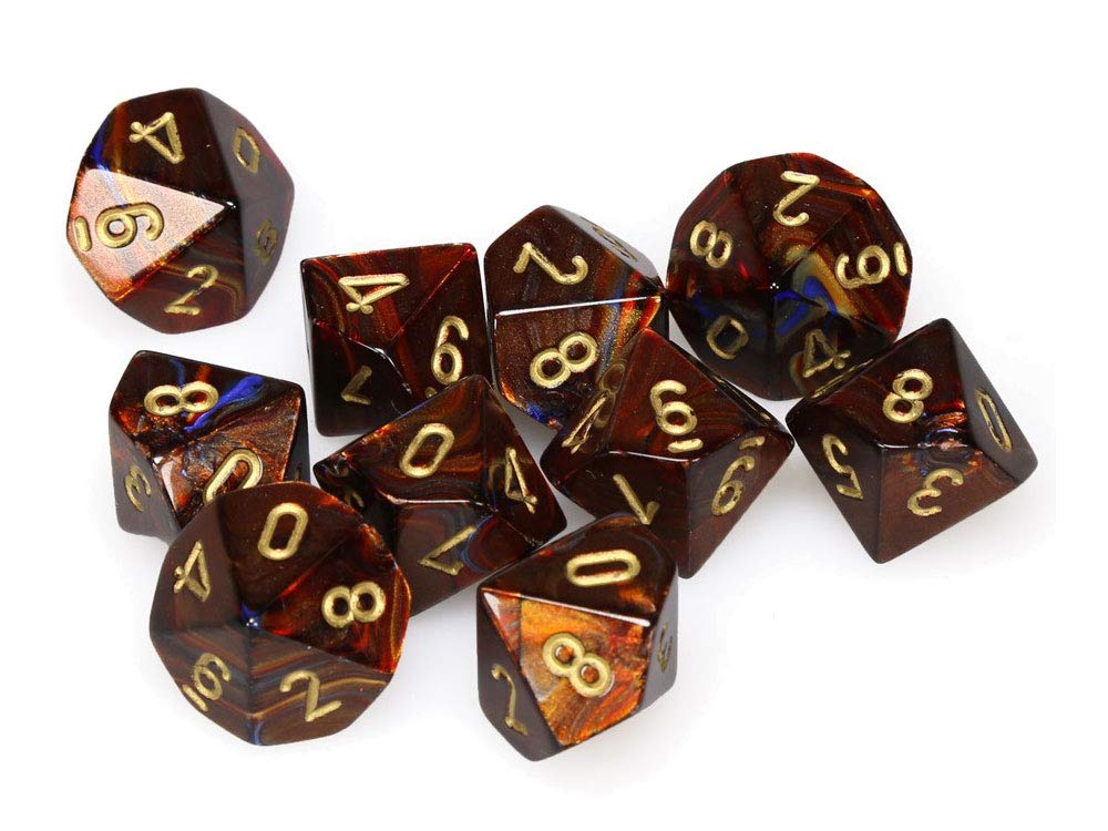 d10 Clamshell Scarab Blue Blood with Gold (10)