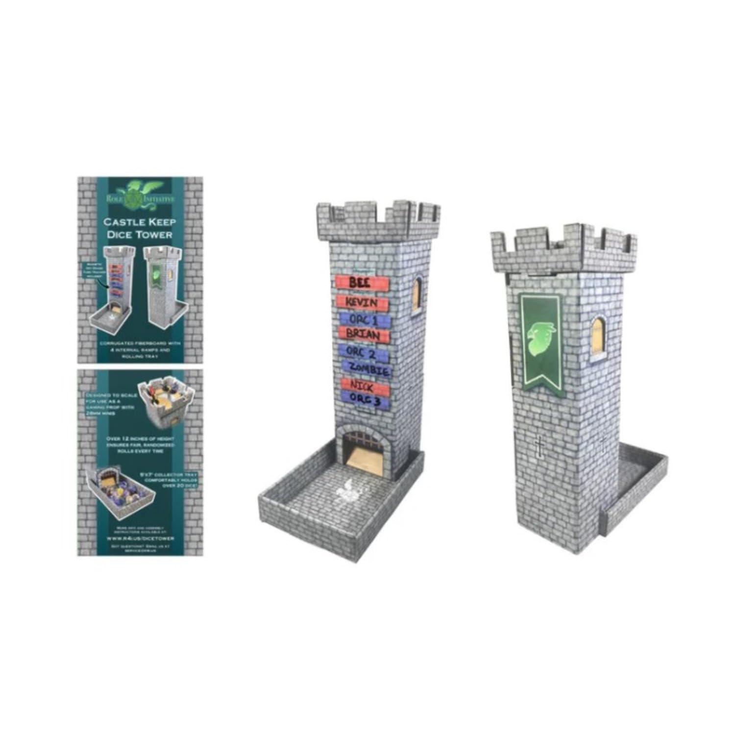 Role 4 Initiative: Castle Keep Dice Tower with Magnetic Dry-Erase Turn Tracker