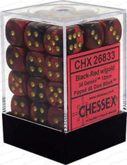 Gemini 12mm d6 Black-Red Gold Dice Block