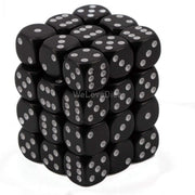 Chessex 25808 Opaque Black with White - 12 mm Six Sided Dice Set of 36
