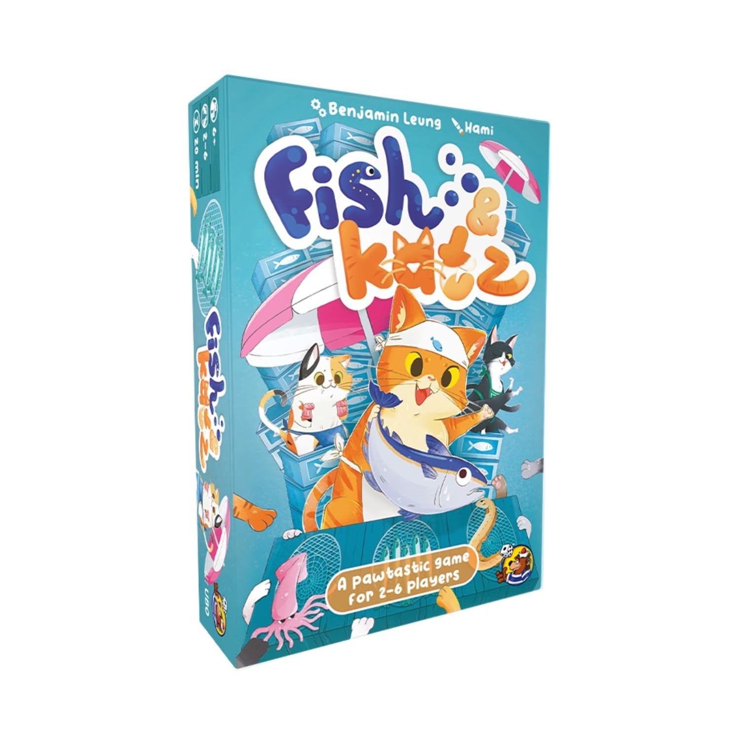 HeidelBÄR Games Fish & Katz - Family Game - HeidelBÄR Games, an Action-Packed Reaction Game for 2-6 Player, Including Your Very Own Cat Paw Finger-Clothing for Full Cat Authenticity, Ages 6+
