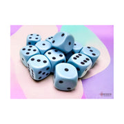 d6 Cube 16mm Opaque Pastel Blue/black (12)