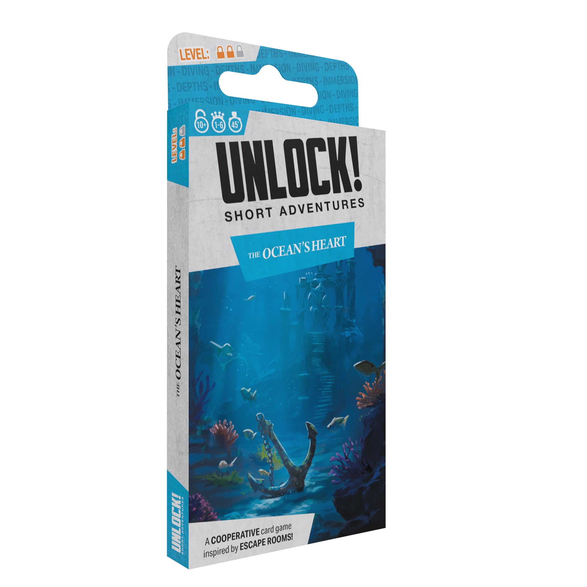 Asmodee Unlock! Short Adventures 12: The Ocean's Heart - Explore The Depths & Solve Puzzles, Immersive Cooperative Escape Room Card Game for Kids & Adults, Ages 10+, 1-6 Players, 45 Minute Playtime