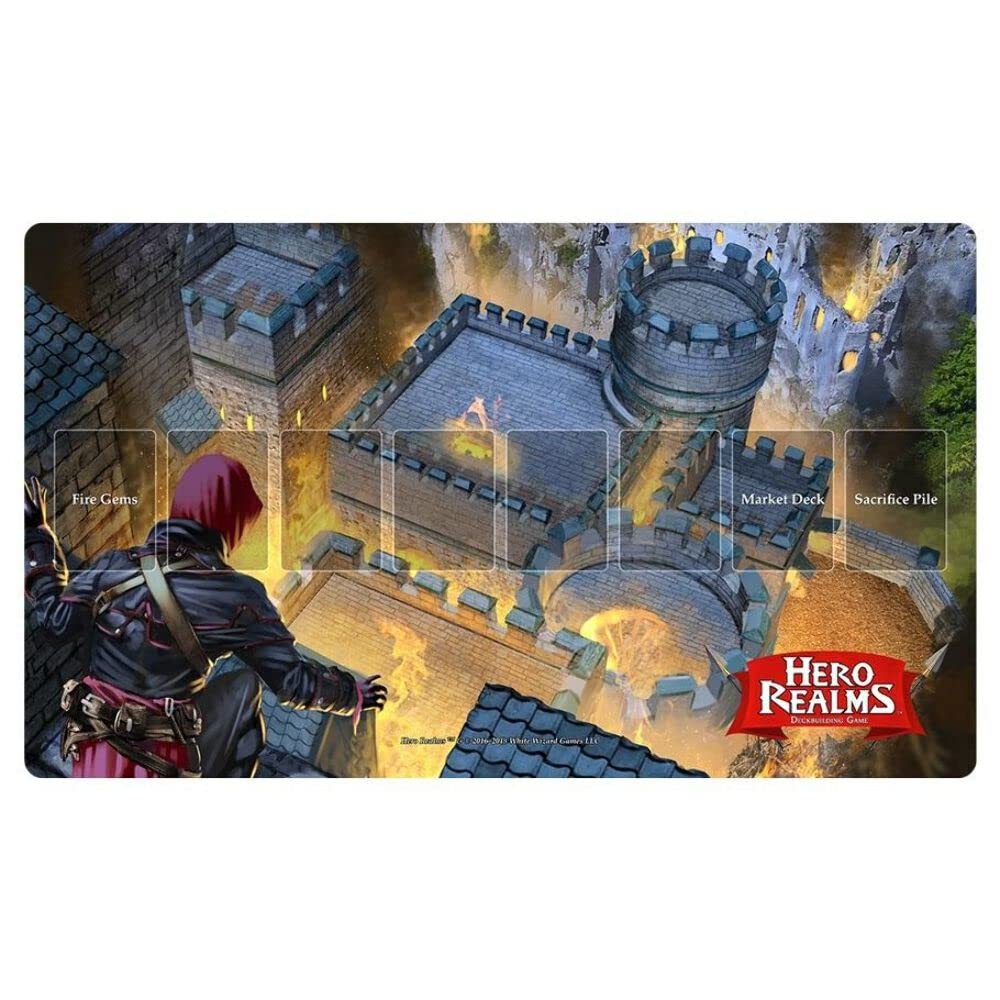 White Wizard Games Hero Realms Playmat: Fire Bomb – Neoprene Play Mat - Smooth & Tough – 24 inches x 14 inches - Designed for use with Hero Realms, Multi-Colored (WWG510)