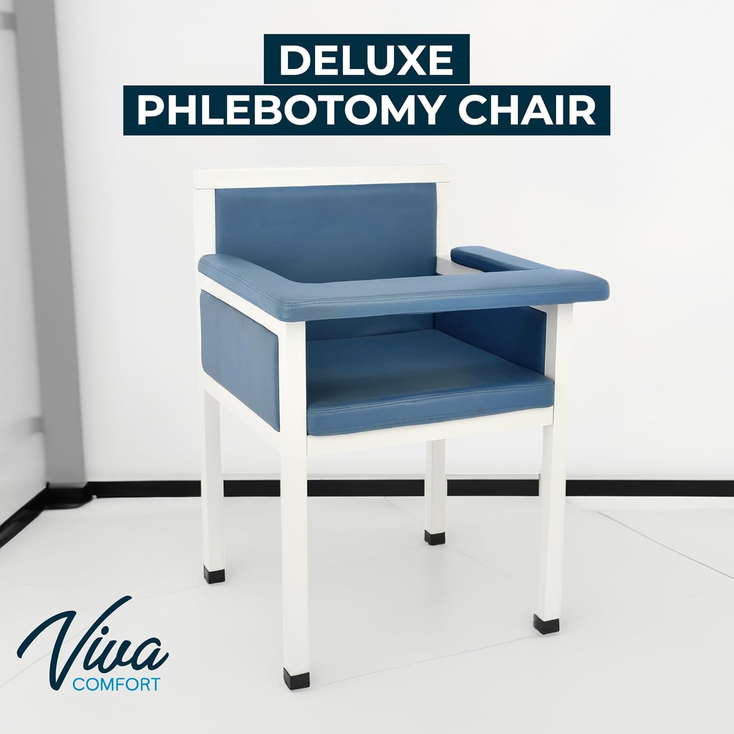 Blue Luxe Upholstered Phlebotomy Blood Drawing Chair