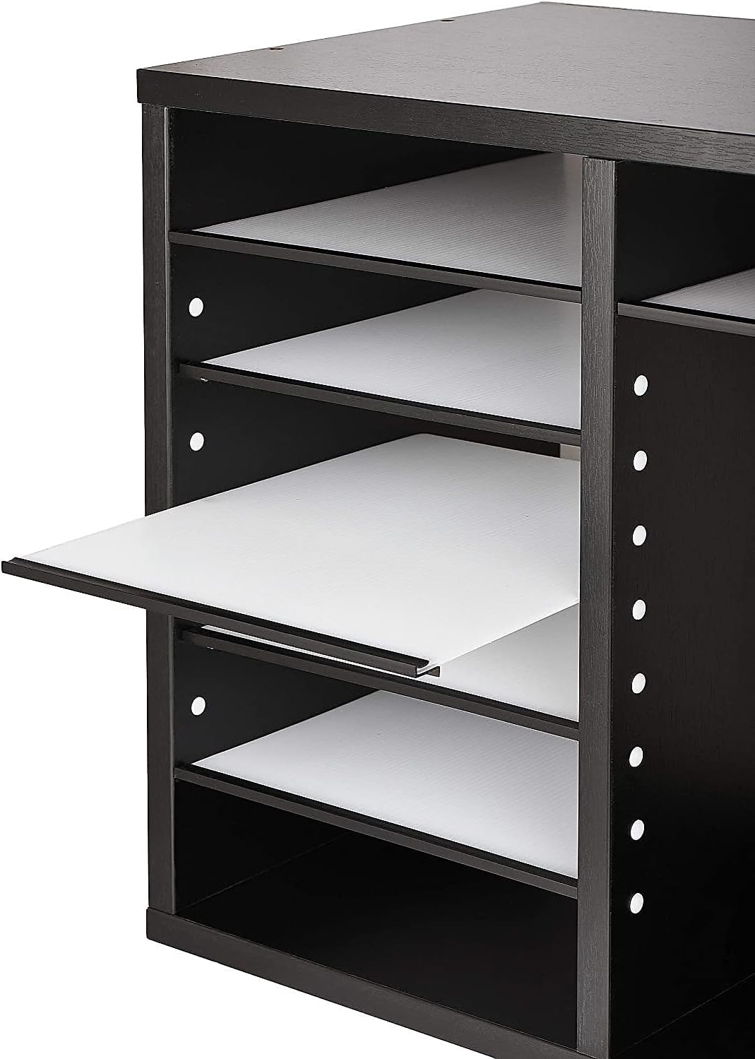 12-Compartment Wood Adjustable Paper Sorter Literature File Organizer, Black