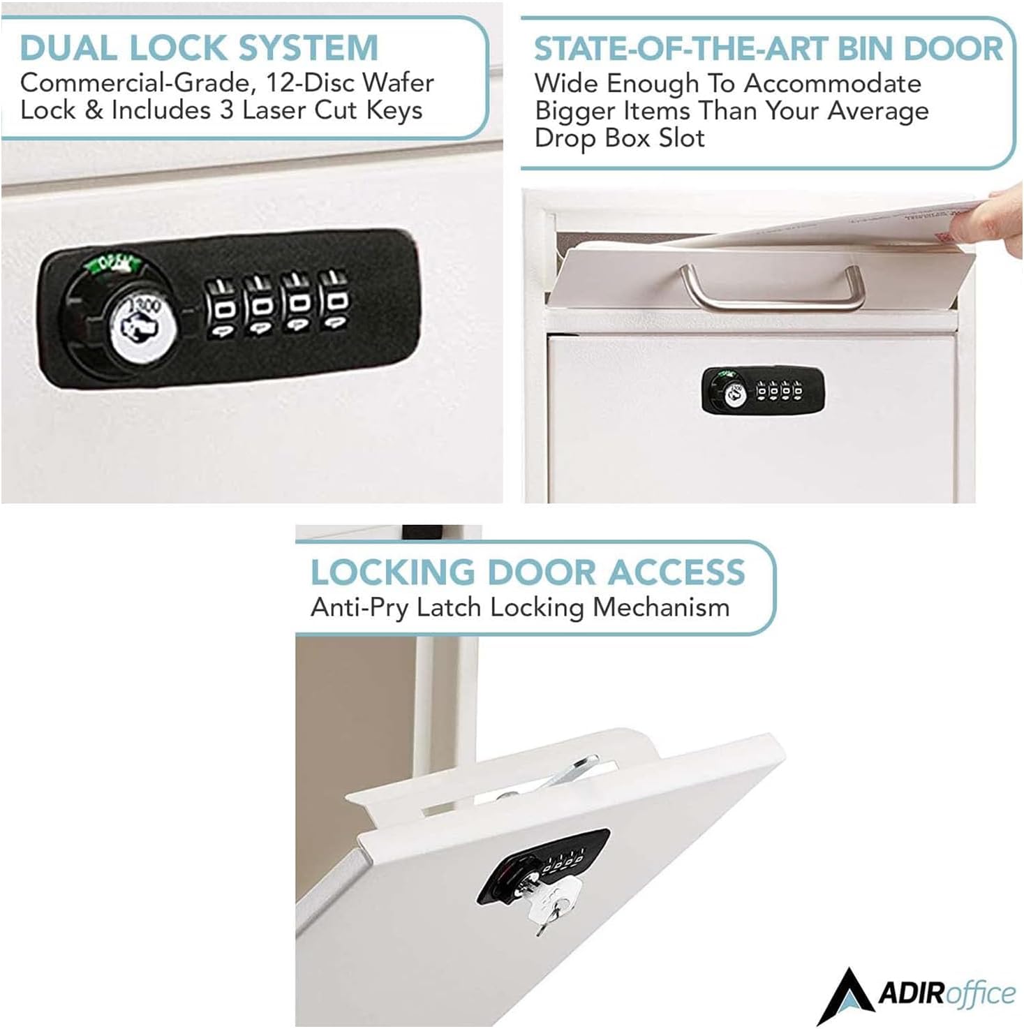 Medium Wall Mountable Mailbox with Key and Combination lock