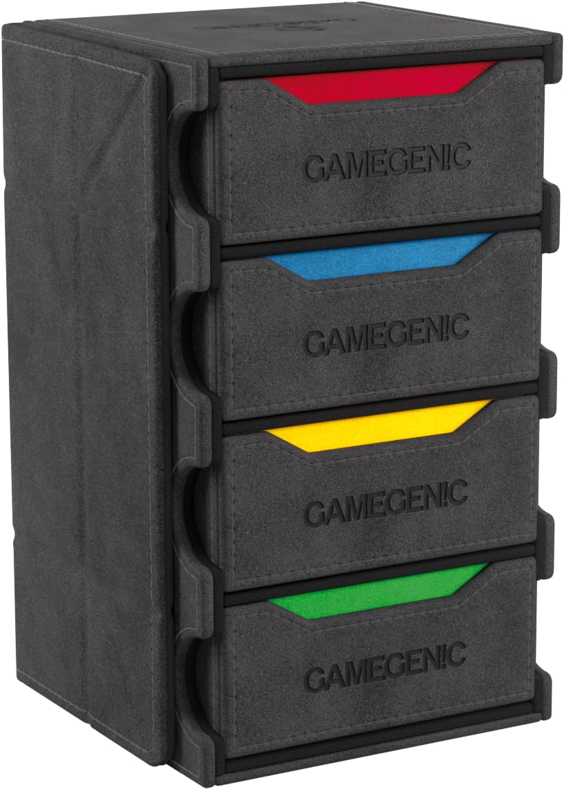 Gamegenic Token’s Lair - Premium All-in-One Token Box with Integrated Dice Tray for Ultimate Gaming Experience, Multifunctional Storage for Game Tokens, Dice and Accessories, Black Color