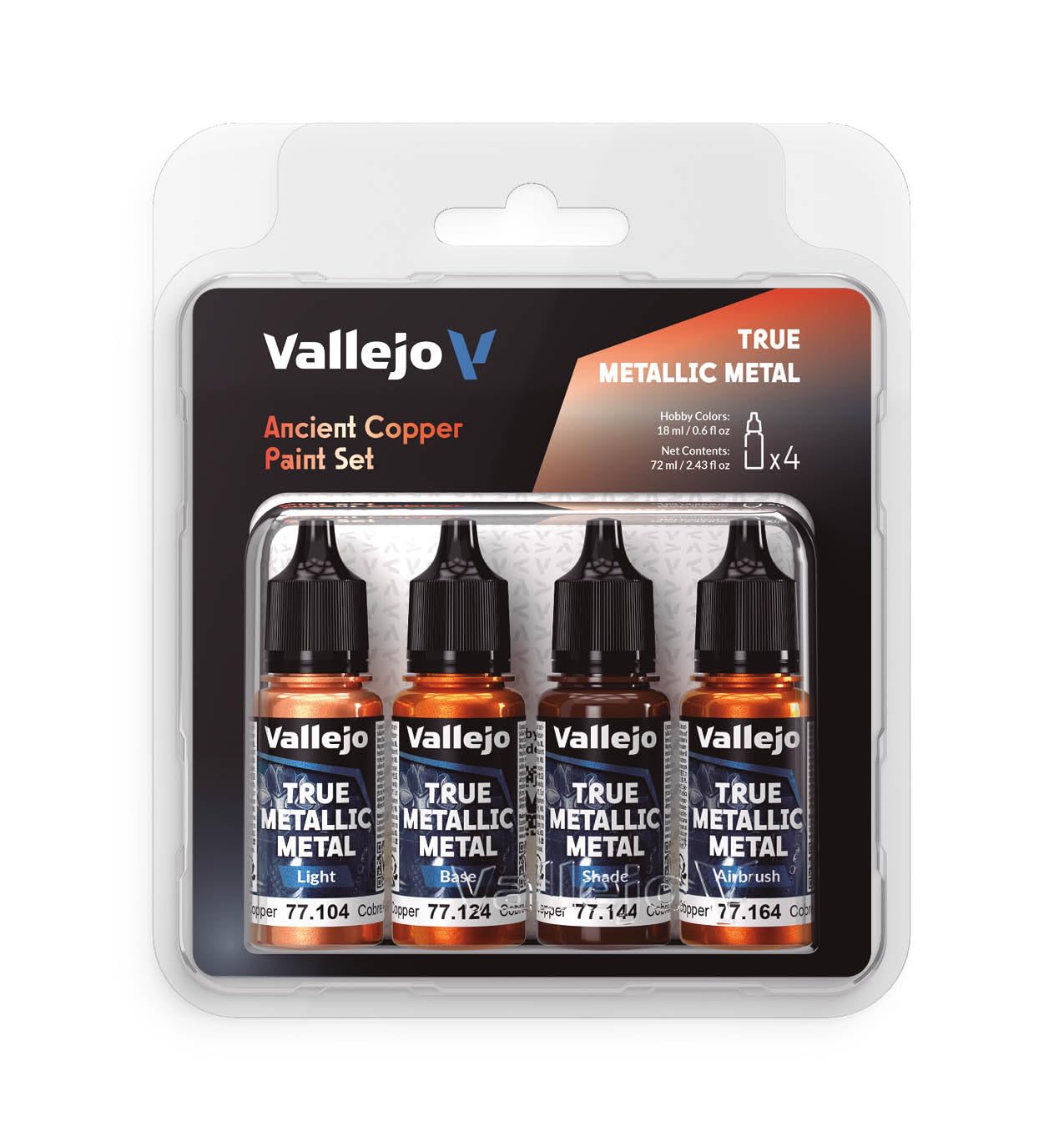 Vallejo - Ancient Copper Paint Set | True Metallic Metal | Acrylic Colors for Painting Metal Effects on Fantasy, Historical, and Wargaming Miniatures | BSL System | 4 Bottles x 18 ml (0.6 fl.oz.)