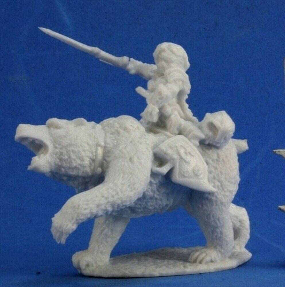 Reaper Bones Ursula, Dwarven Bear Rider Miniature