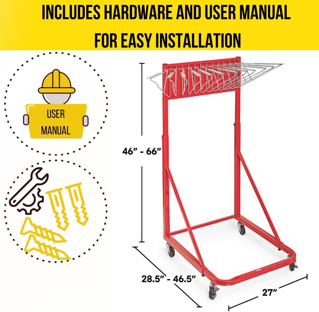 Vertical File Rolling Stand for Blueprints, Red