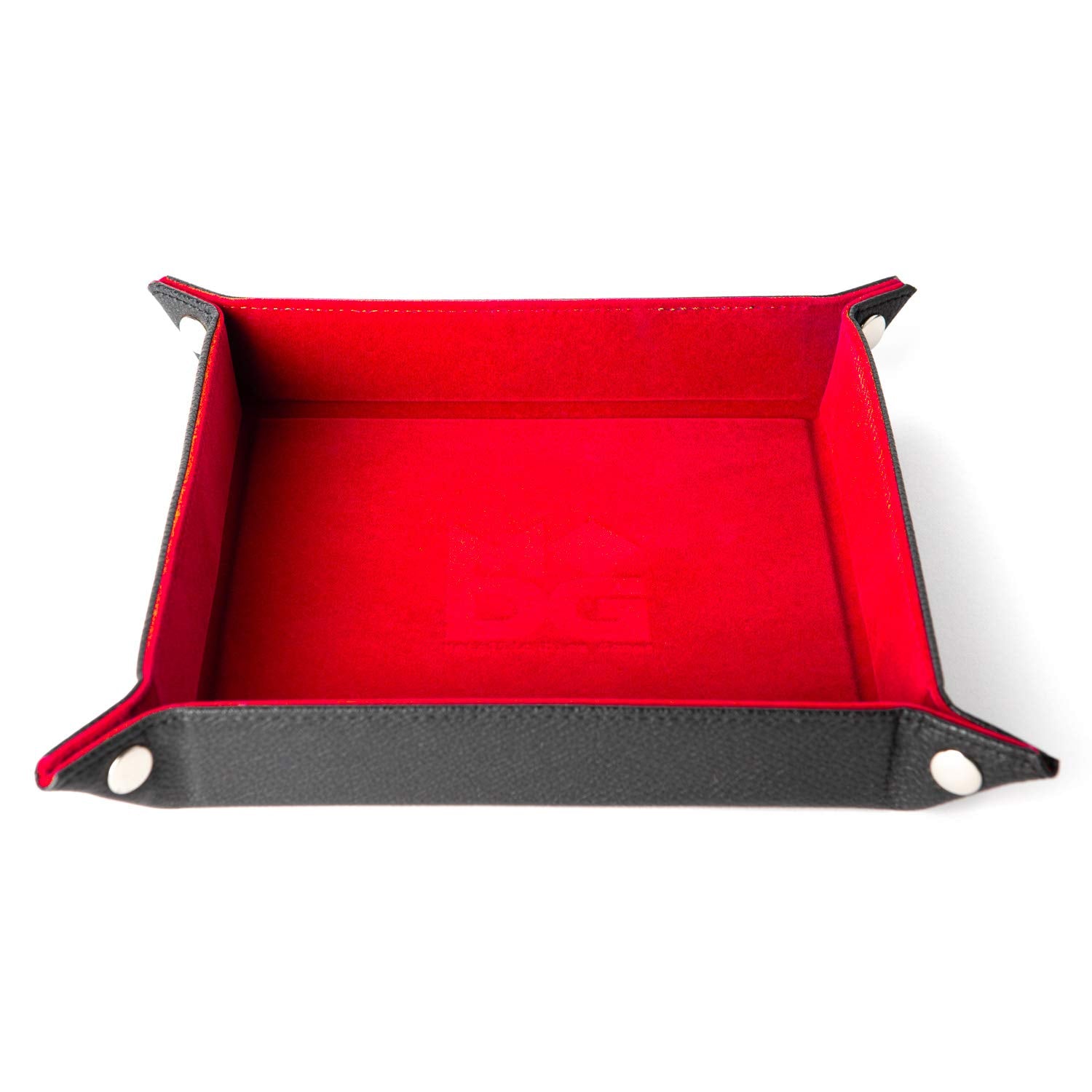 FanRoll Fold Up Velvet Dice Tray w/PU Leather Backing: Red, Role Playing Game Dice Accessories for Dungeons and Dragons