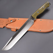 Bark River Bravo III Canvas Micarta Fixed Blade Knife, Green