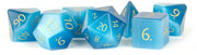 FanRoll 16mm Gemstone Stone Poly DND Dice Set: Engraved Cat's Eye Aquamarine, Role Playing Game Dice for Dungeons and Dragons