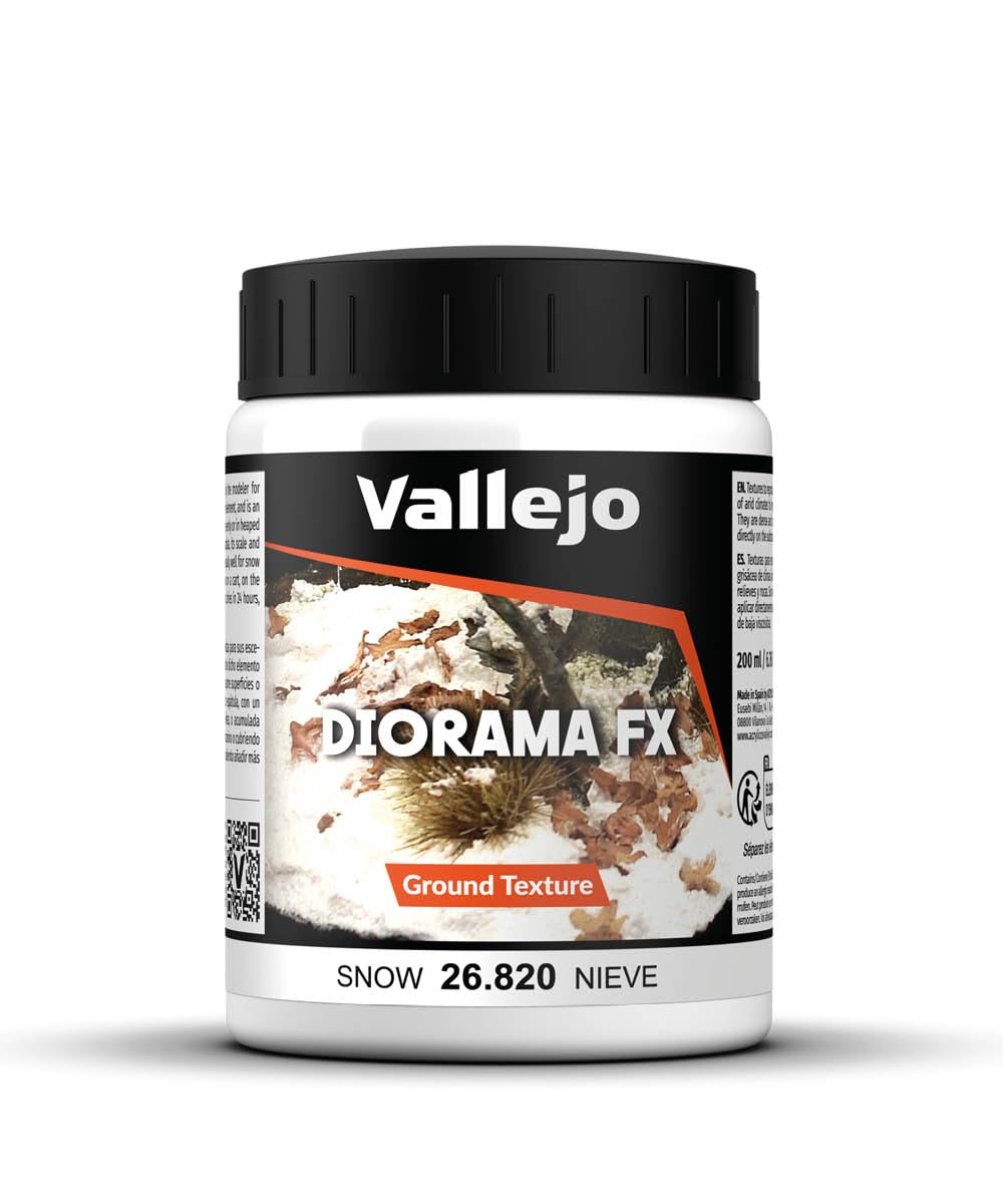 Vallejo - Diorama FX Ground Textures | Snow 200 ml. (6.76 fl.oz.) | Premium Acrylic Color for Modelers & Miniature Enthusiasts | Exclusively Designed for Modelling