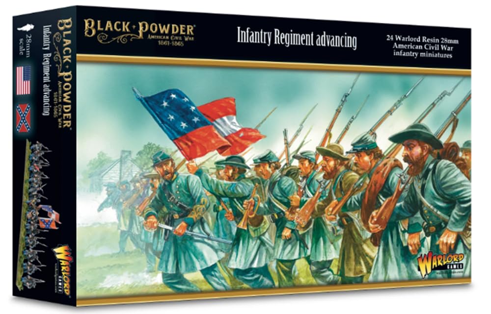 Warlord Games Black Powder American Civil War: Infantry Regiment Advancing Figures 1:56 Military Table Top Wargaming Plastic Model Kit 302414005