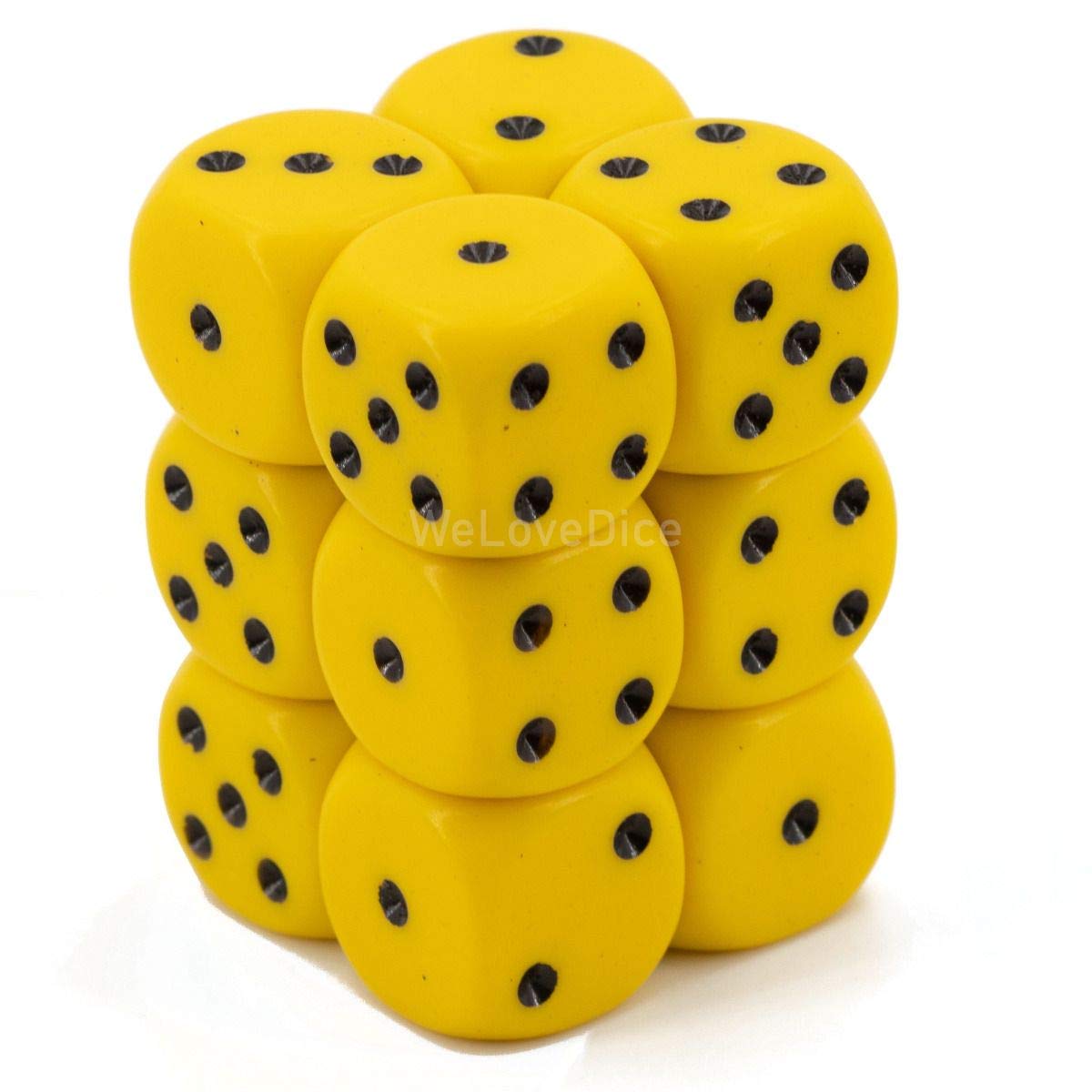 DND Dice Set-Chessex D&D Dice-16mm Opaque Yellow and Black Plastic Polyhedral Dice Set- for Dungeons and Dragons Dice Includes 12 Dice – D6