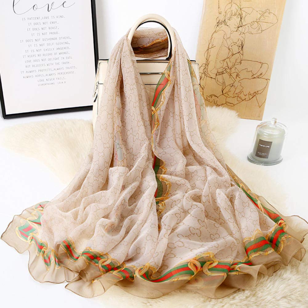 XINDUO Sheer Wrap Shawl,Fashion all-match long sunscreen silk scarf,Light Fashion Scarf Neck Wrap Shawl, Khaki, 140*180cm
