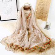 XINDUO Sheer Wrap Shawl,Fashion all-match long sunscreen silk scarf,Light Fashion Scarf Neck Wrap Shawl, Khaki, 140*180cm