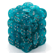 DND Dice Set-Chessex D&D Dice-12mm Cirrus Aqua and Silver Plastic Polyhedral Dice Set- for Dungeons and Dragons Dice Includes 36 Dice – D6 (CHX27865)