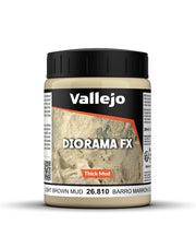 Vallejo - Diorama FX Thick Mud | Light Brown Mud 200 ml (6.76 fl.oz.) | Premium Acrylic Color For Modelers & Miniature Enthusiasts